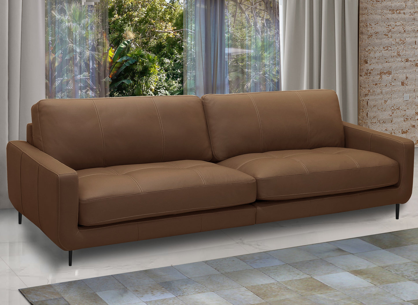 Sofá cuero Alicante café