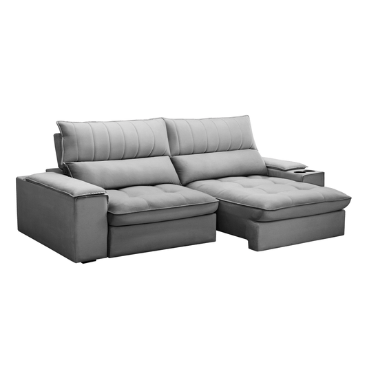 Sofá Bariloche 3 Cuerpos Reclinable Gris
