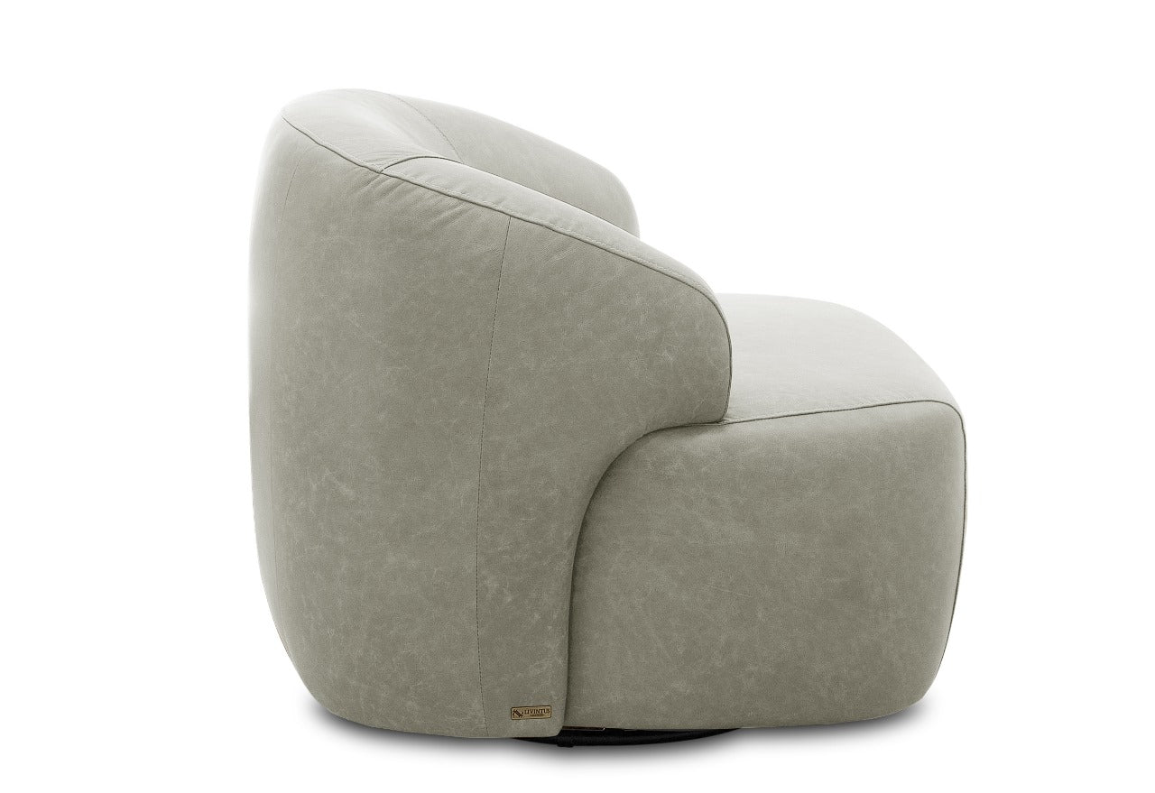 Poltrona Chandon de Cuero Giratoria Beige