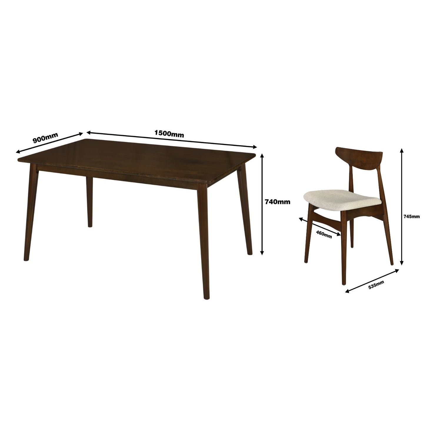 Set de comedor 6 sillas Dali Natural