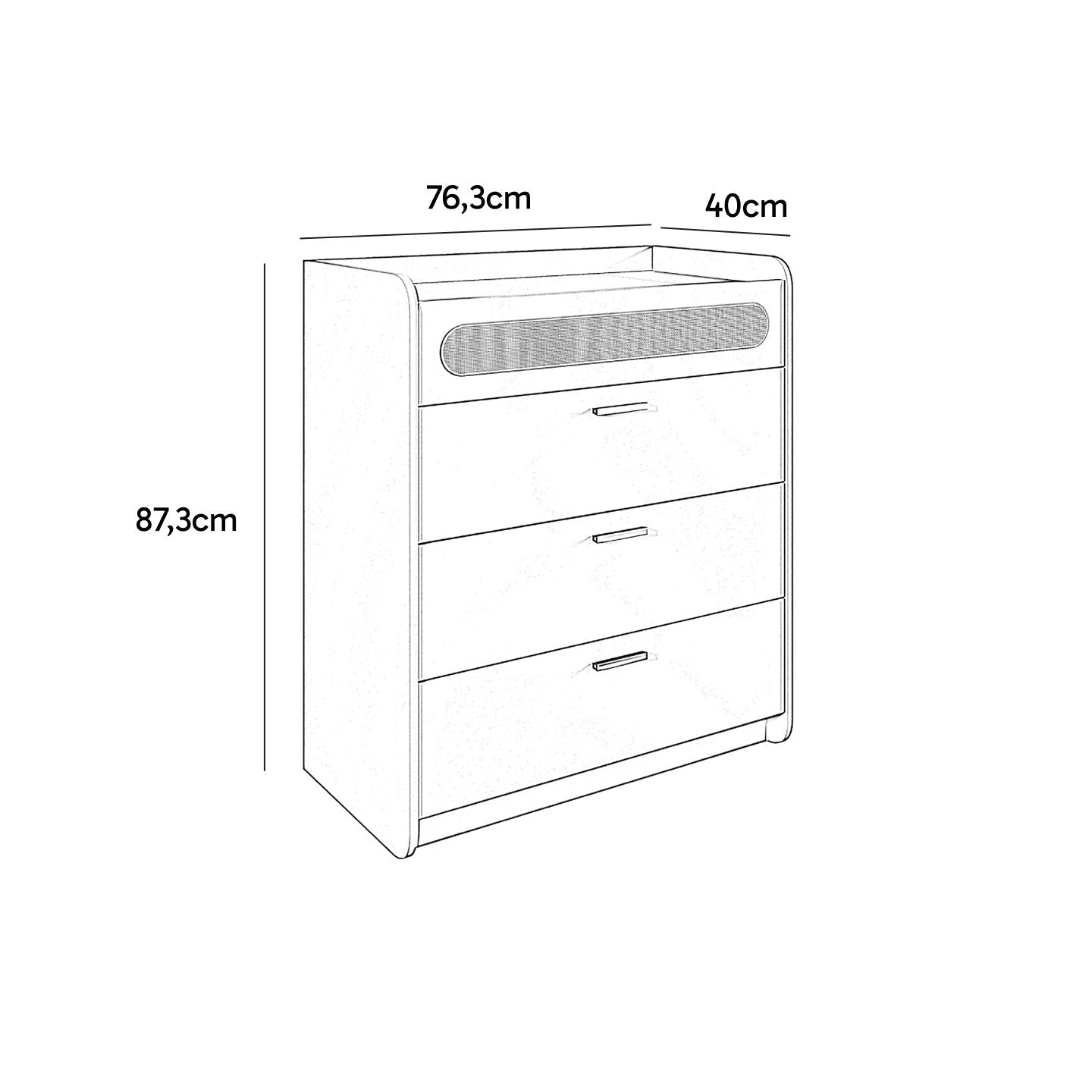 Comoda Duna Blanca 4 Cajones