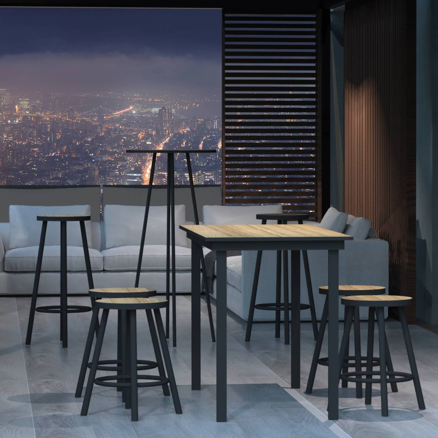 Piso Taburete Modern Negro/Cocobolo