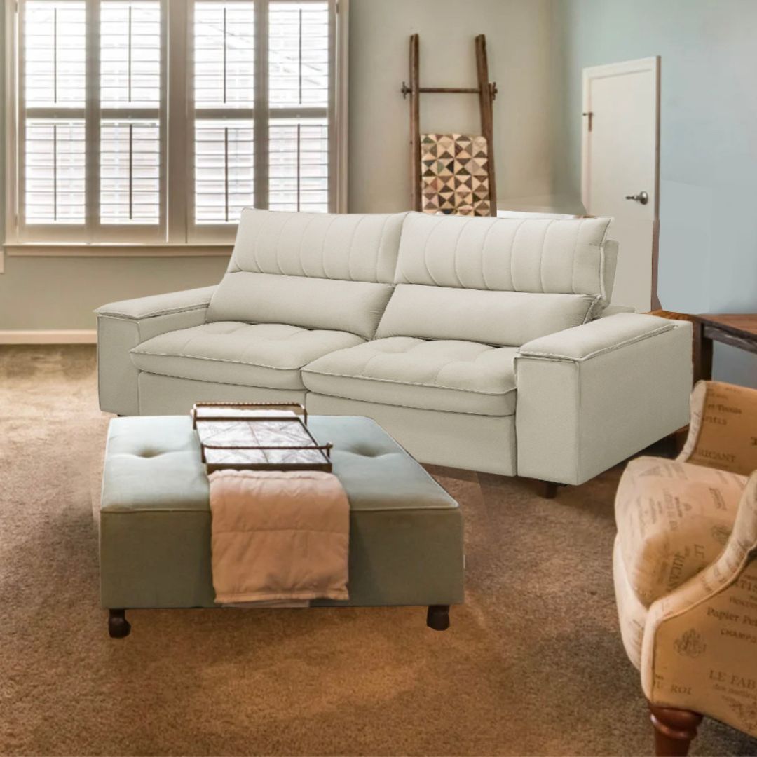 Sofá Bariloche 3 Cuerpos Reclinable Beige