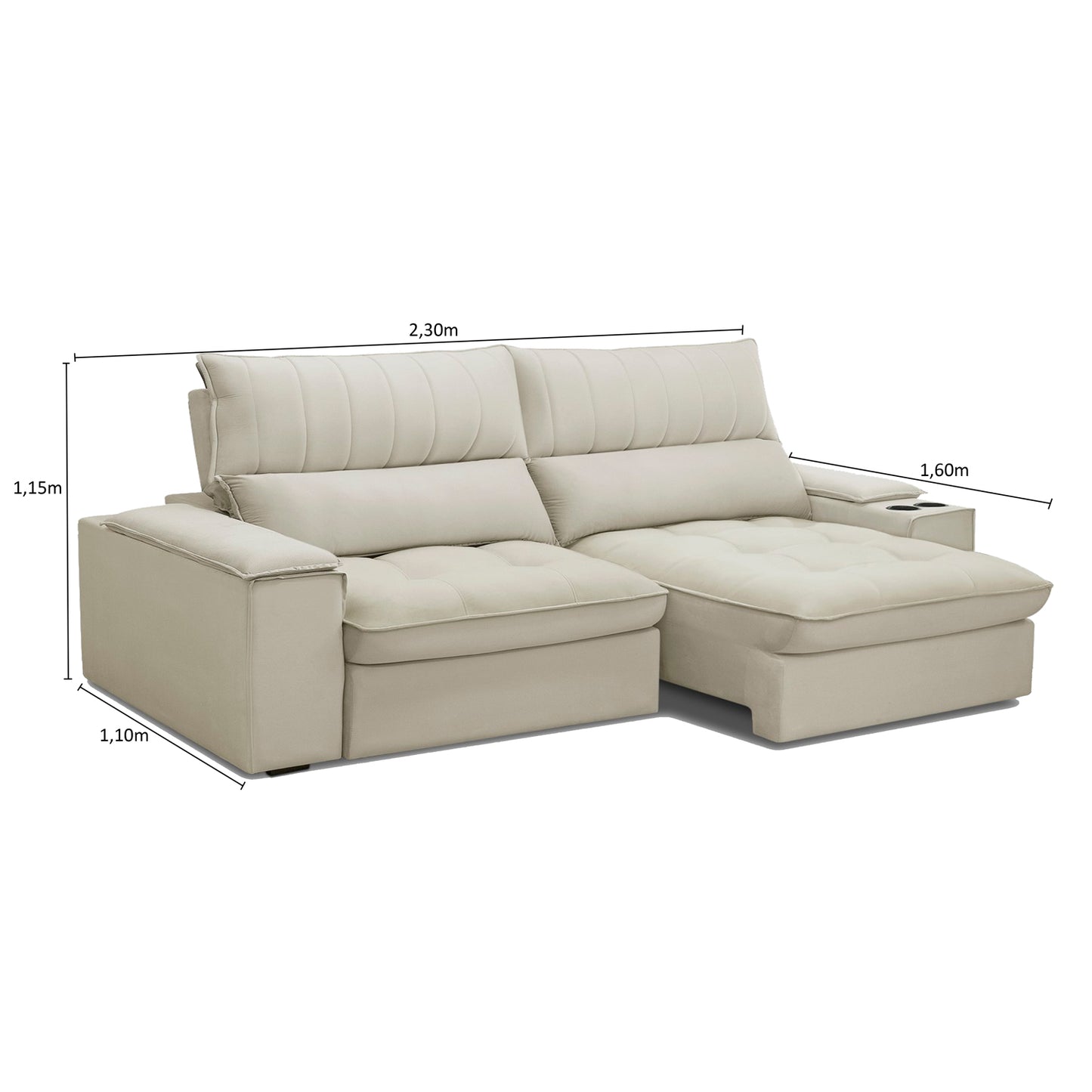 Sofá Bariloche 3 Cuerpos Reclinable Beige