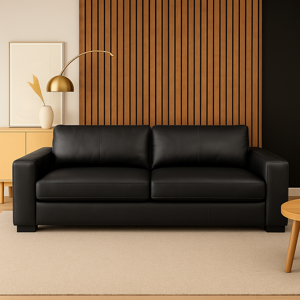 Sofa Cuero Trento 210CM Negro