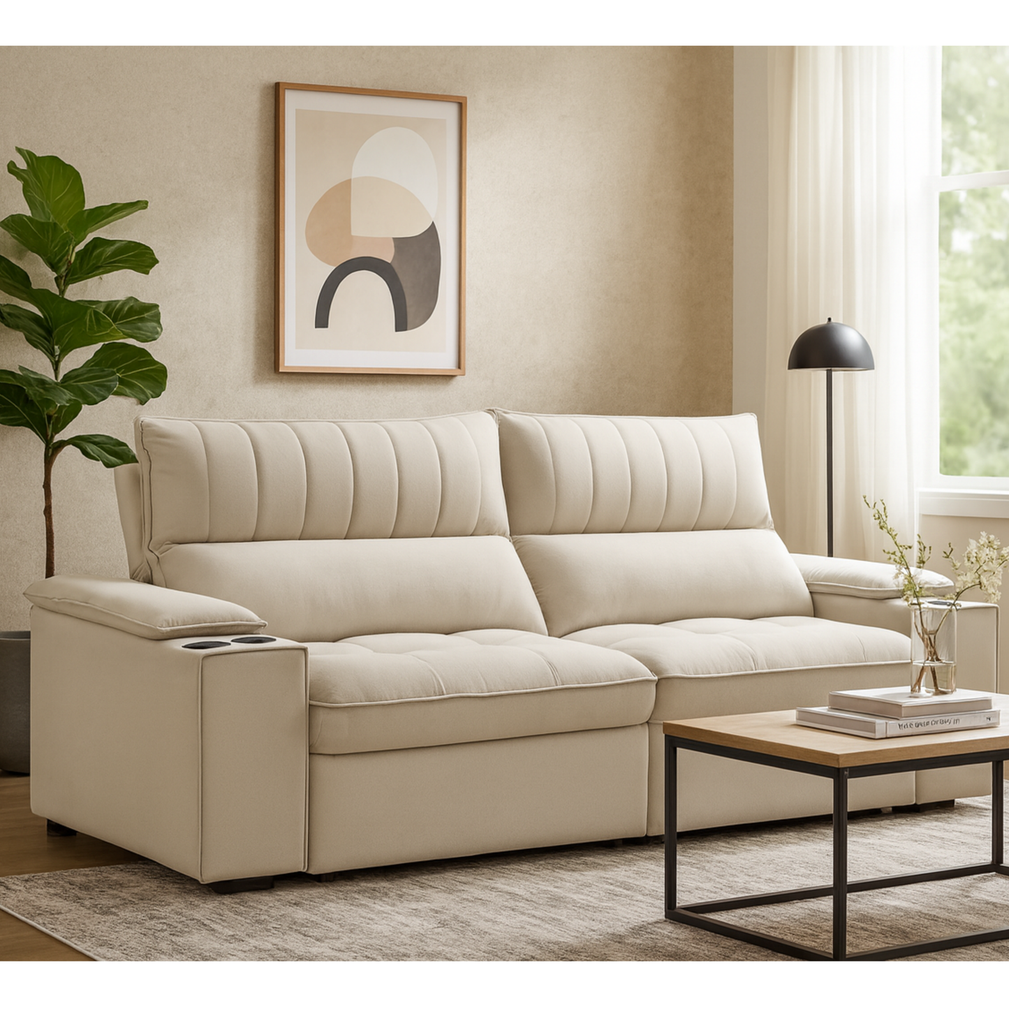 Sofá Bariloche 3 Cuerpos Reclinable Beige
