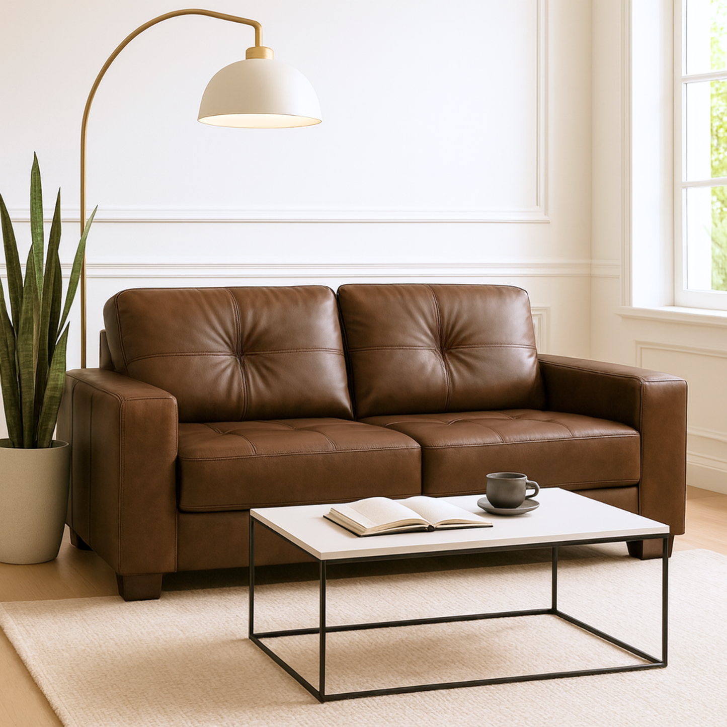 Sofa Cuero Ferrara café